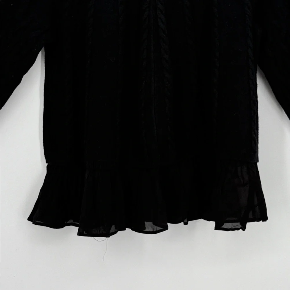 By Anthropologie Mock-Neck Sheer Mixed Media Sweater Size S - Picture 6 of 9